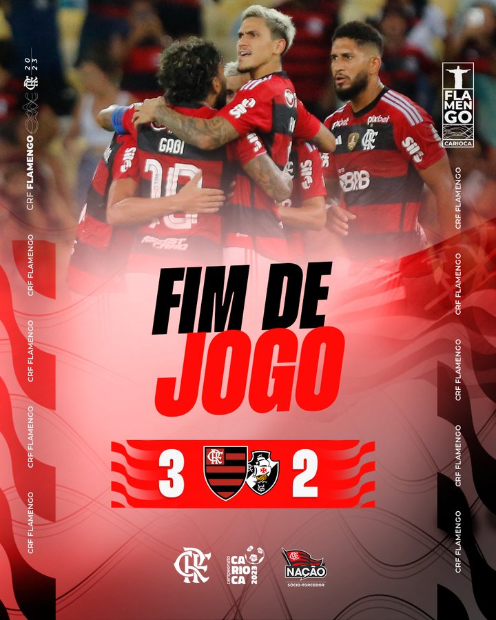 Flamengo vence o Vasco por 3 a 1 e está na final do Carioca - Fim