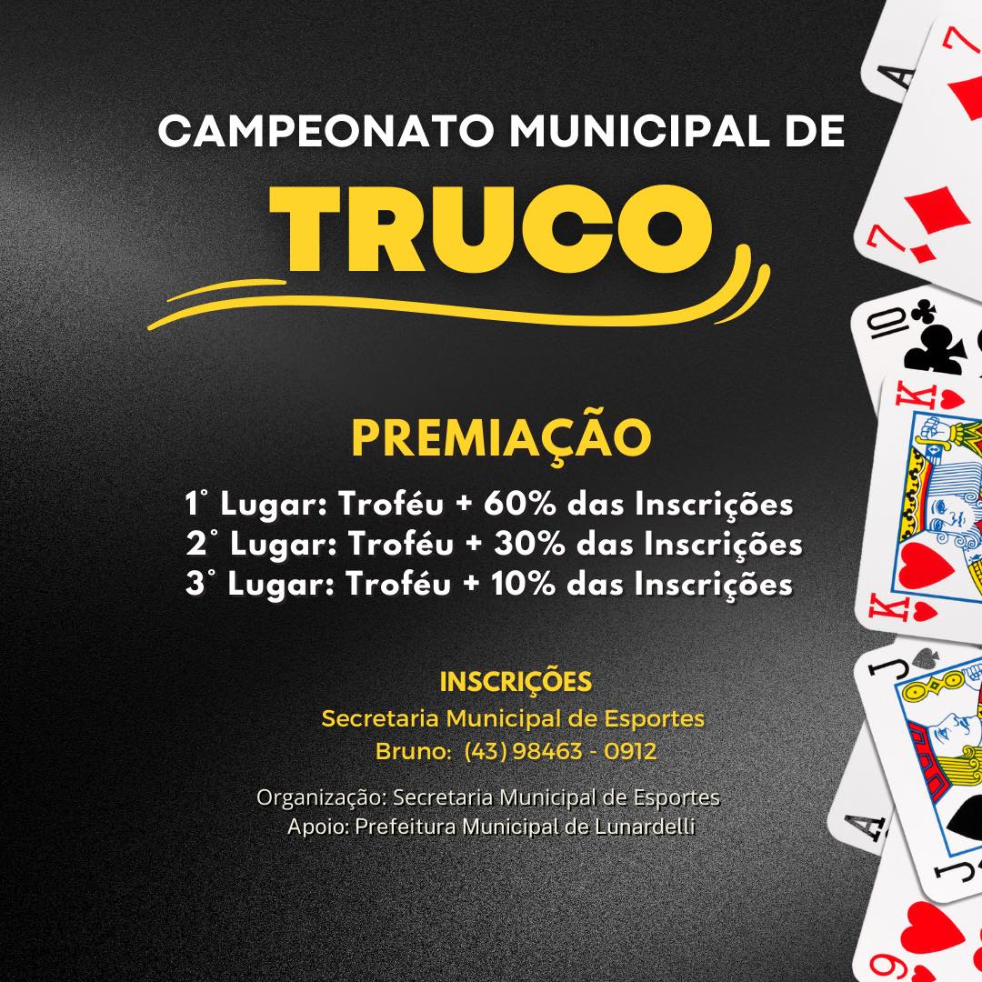 Inscrições abertas para Torneio de Truco online em duplas