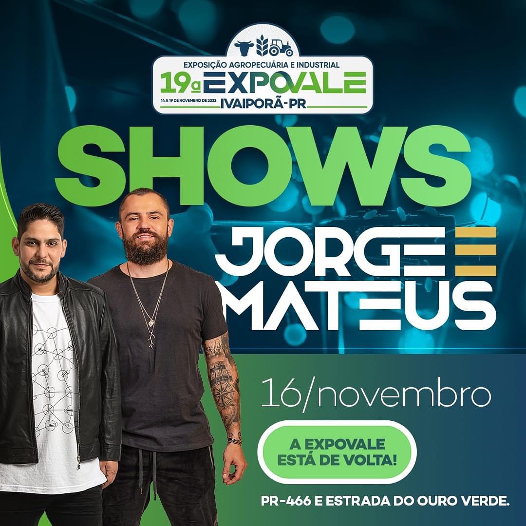 EXPOVALE: Prefeitura de Ivaiporã anuncia shows de artistas de renome  Nacional para a Expovale 2023 - Nova Era News