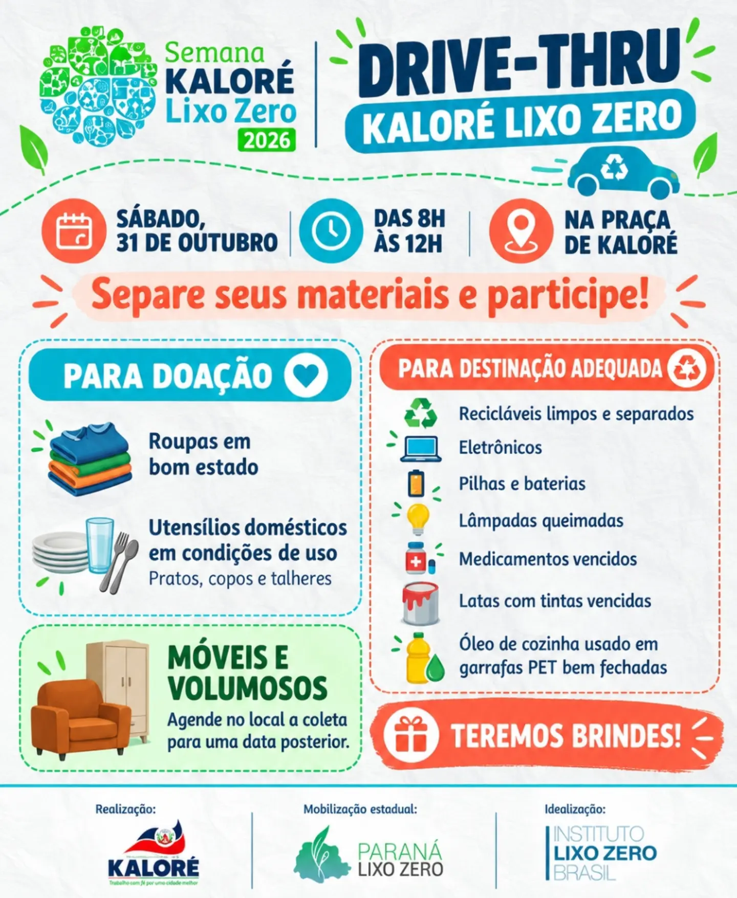 Kaloré realiza Drive-Thru Lixo Zero com coleta de recicláveis