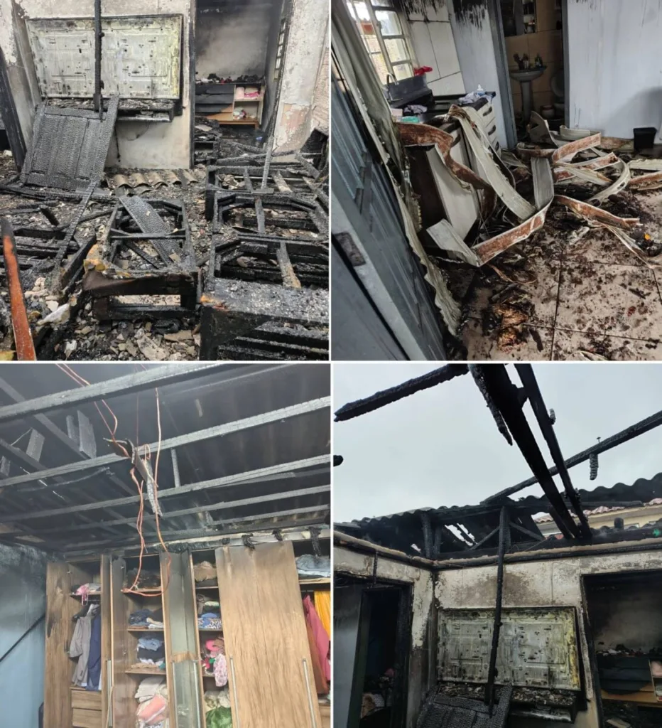 Incêndio destrói residência e mobiliza equipes em Lunardelli